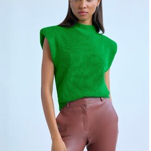 Aritzia Green Sleeveless Knit Top